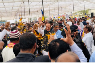 Chairman DPAP Ghulam Nabi Azad addressed party workers in Kathua after filing nomination papers for Vice Chairman DPAP & Lok Sabha Candidate Udhampur- Doda G.M. Saroori