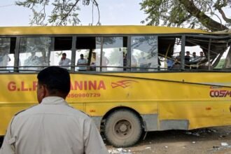 #SchoolBusAccident, #Mahendragarh, #Haryana, #Condolences, #DraupadiMurmu, #NarendraModi, #PresidentOfIndia, #PrimeMinisterOfIndia, #HealthMinister, #MedicalAid, #GovernmentResponse, #ChildSafety, #AccidentInvestigation, #MediaCoverage, #SureshGoyalDhupwala,