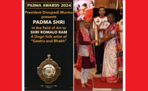 President Droupadi Murmu presented Padma Shri in the field of Art to Shri Romalo Ram.