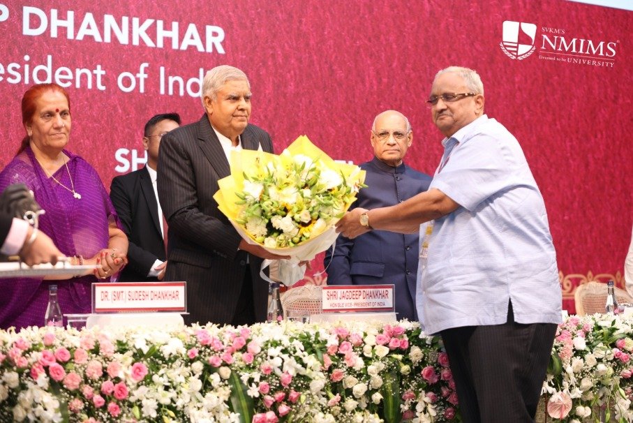 Vice-President of India Addresses NMIMS Students and Faculty members on Higher Education's Role in Shaping Viksit Bharat 2047.