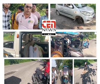 सड़क में गढ्ढों के कारण लोग हो रहे घायल वाहनों को पहुंच रहा नुकसान