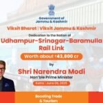 माननीय प्रधानमंत्री श्री @narendramodi द्वारा लगभग ₹43,800 करोड़ की लागत से बने उधमपुर-श्रीनगर-बारामुला रेल लिंक को राष्ट्र को समर्पित किया गया।
