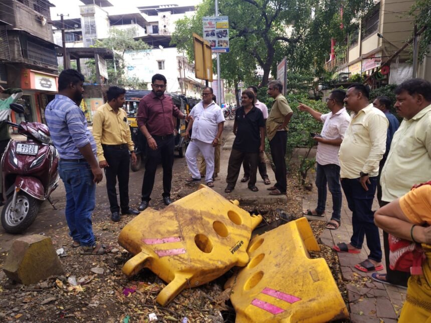 मनसे कडुन पाथर्ली रस्त्याच्या कॅांक्रीटीकरणाच्या कामाची केली पाहणी
