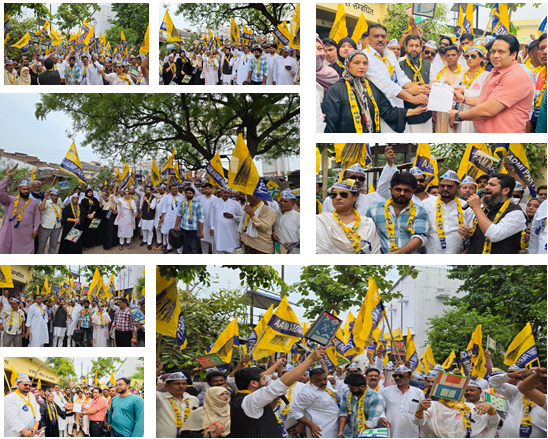 बिजली संकट, महंगी दरों और स्मार्ट मीटर की गड़बड़ियों को लेकर AAP का प्रदर्शन।