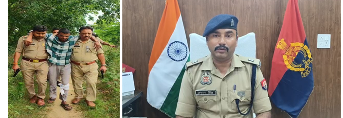 यूपी के रामपुर मे दलित किशोरी से दुष्कर्म करने के आरोपी को पुलिस ने मुठभेड़ के बाद किया गिरफ्तार। टांग में मारी गोली।
