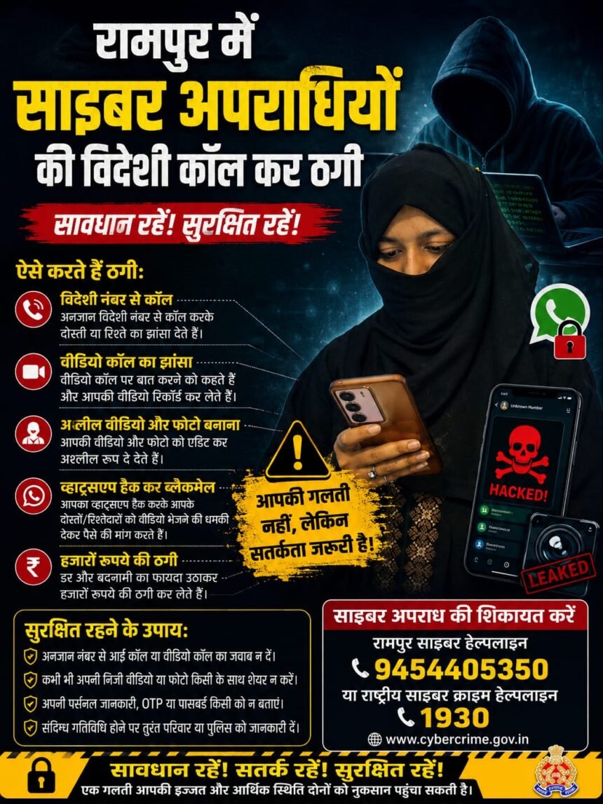 यूपी के रामपुर मे लड़की का फोन हैक कर बनाई अश्लील वीडियो फोटो विदेशी काल कर किया जा रहा है ब्लैक मेल हज़ारो की ठगी कर चुके है साइबर अपराधी।