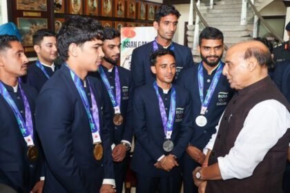 Rajnath Singh Felicitates Services Athletes For Record 27-Medal Haul At Asian Games 2026